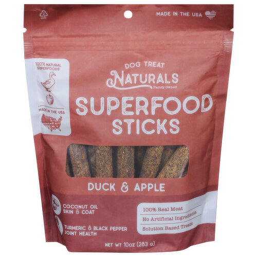 Dog Treat Naturals Superfood Sticks, Duck & Apple