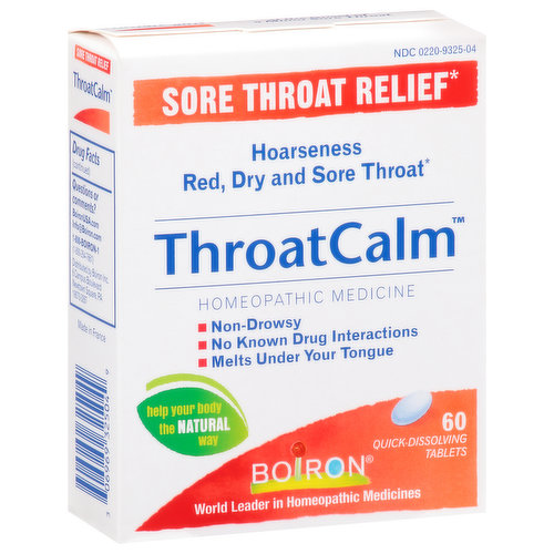 Boiron ThroatCalm Sore Throat Relief, Tablets