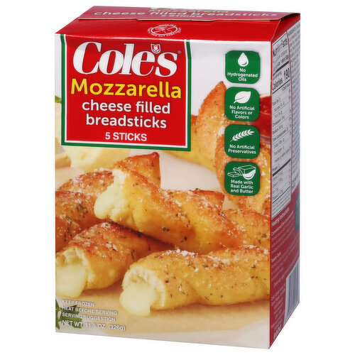 Cole's Breadsticks, Cheese Filled, Mozzarella