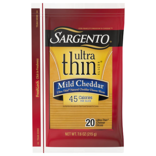 Sargento Cheese Slices, Mild Cheddar, Ultra Thin