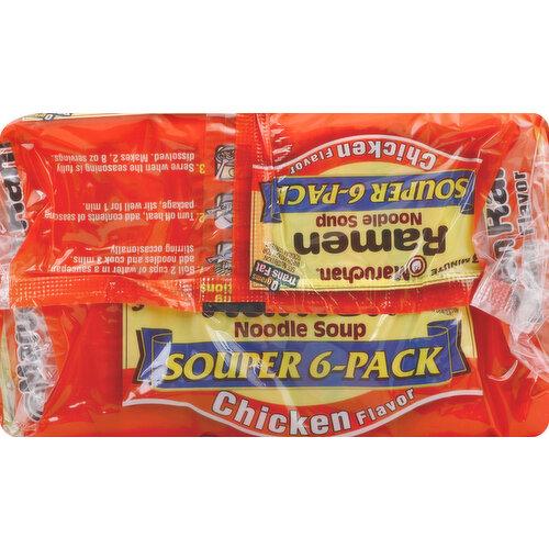Maruchan Ramen Noodle Soup, Chicken Flavor, Souper 6-Pack