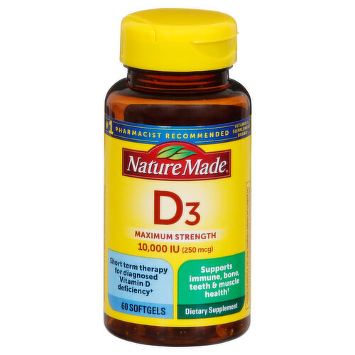 Nature Made Vitamin D3, Maximum Strength, 10,000 IU, Softgels