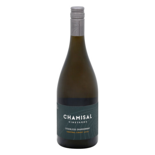 Stainless chardonnay. Estd 1973. Influenced by the cool breezes of the pacific ocean, chardonnay grapes grown on California's central coast boast crisp, refreshing flavors. By fermenting and aging our chardonnay entirely in stainless steel, we preserve the grape's natural essence so that you can enjoy this variety in its purest form. chamisalvineyards.com. Alc 13.5% by vol. 27 Produced & botlled by Chamisal Vineyards, 7525 Orcutt RD, San Luis Obispo, CA.