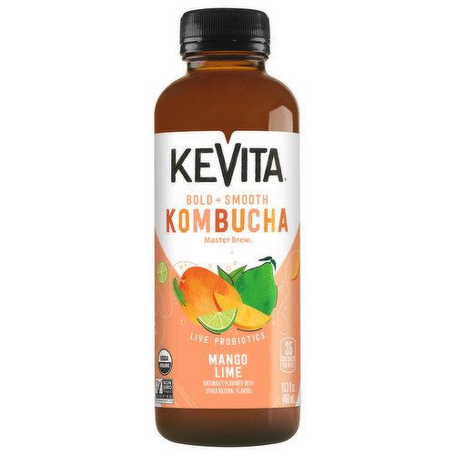 KeVita Kombucha, Mango Lime, Bold + Smooth