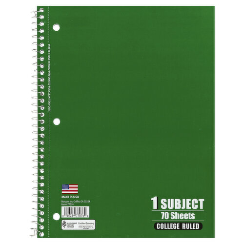 1 subject. Perfect edge. Micro perforated for clean tear-outs. Sustainable Forestry Initiative: Certified sourcing. www.sfiprogram.org. Made in USA.