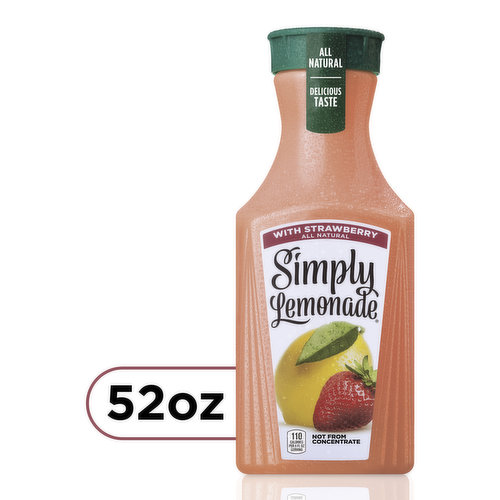 Simply Simply Lemonade with Strawberry  Lemonade With Strawberry, All Natural Non-Gmo