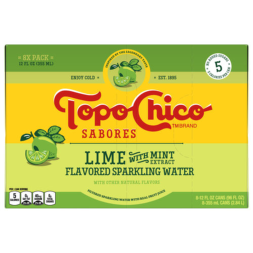 Topo Chico Sparkling Water, Lime with Mint Extract