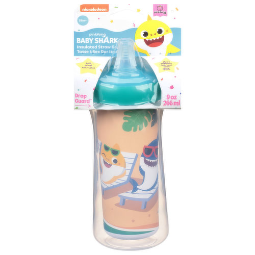 Tomy Drop Guard Straw Cup, Insulated, Pinkfong Baby Shark, 9 Ounce