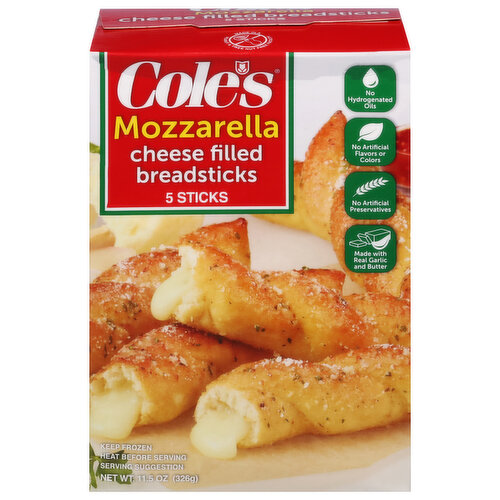 Cole's Breadsticks, Cheese Filled, Mozzarella