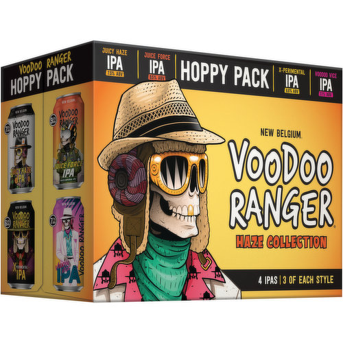 Take home a mix of favorite IPA beers.
Please note this item varies with the seasons and the product pictured may differ from the product in store. Check store for details. This pack includes three each of the following: Voodoo Ranger IPA, Juicy Haze IPA, Imperial IPA, and Juice Force IPA .