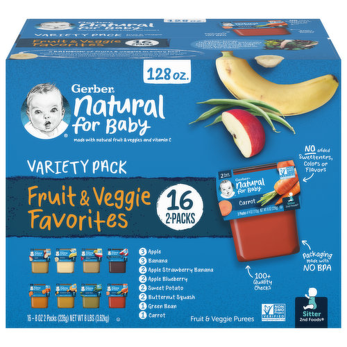 Gerber Natural for Baby Fruit & Veggie Purees, Variety Pack