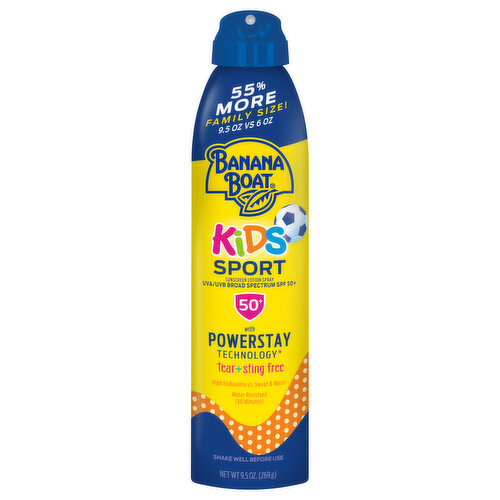 Banana Boat Sunscreen Lotion Spray, Kids, Sport, Broad Spectrum, SPF 50+, Family Size