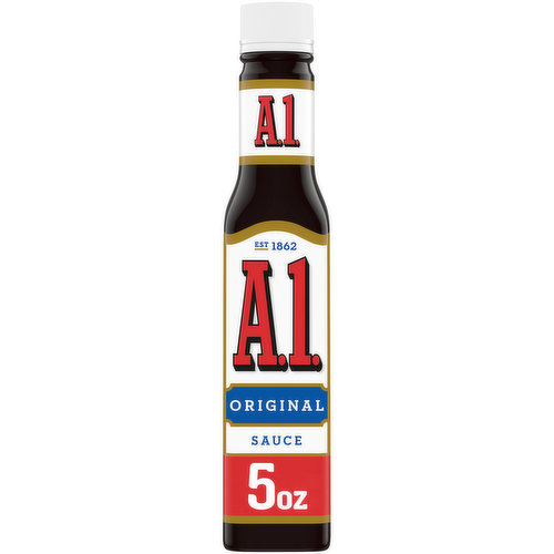 Transform your meals with the bold flavors of A1. Our Original Sauce is the perfect complement to burgers, steak, chicken, pork, vegetables and more! A1 Original Steak Sauce combines tomatoes, crushed oranges, garlic and an intricate mix of spices for a zesty taste that goes with almost anything. Use our tangy sauce as a marinade, brush it on while grilling your preferred protein or pour it on your entrée for a boost of flavor. Ideal as a dipping sauce, you can also try adding our delicious sauce to your family’s recipes. Each 5-ounce glass bottle is resealable , and its smaller size makes it great to take with you for bold flavor any time, anywhere. Whether you use it as a sauce or a marinade, A1 adds delicious flavor to all of your family favorites.