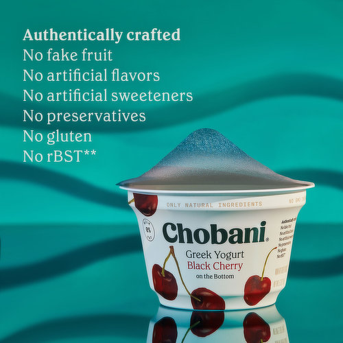 Chobani Yogurt, Non Fat, Greek, Black Cherry on the Bottom, Value 4 Pack