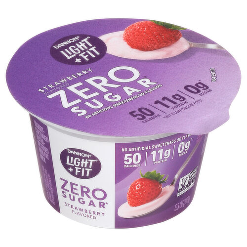 Dannon Light + Fit Yogurt, Zero Sugar, Strawberry Flavored