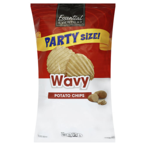 Essential Everyday Potato Chips, Wavy, Party Size!