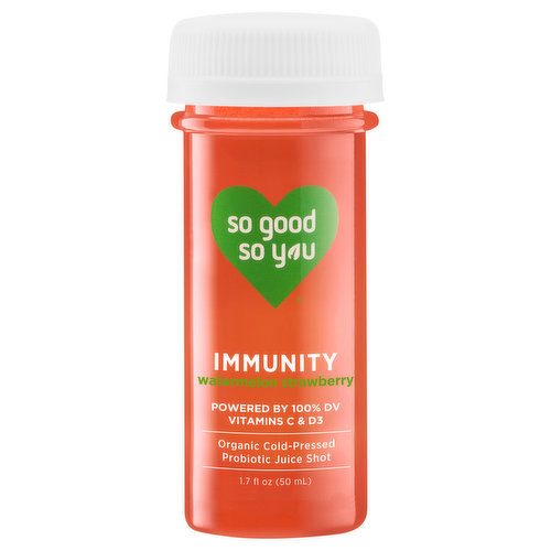 So Good So You Probiotic Juice Shot, Watermelon Strawberry, Immunity