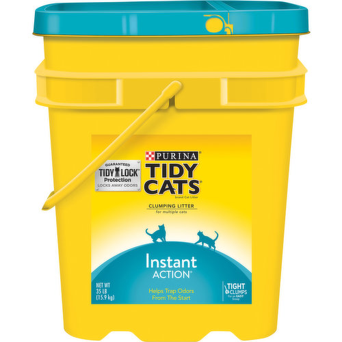 Helps trap odors from the start. Tight Clumps for an easy scoop. Your pet our passion. Guarantee Tidy Lock protection locks away odors. The Purina promise pets are our passion. Safety is our promise. Progress is our pledge. Follow us at Purina.com. Purina.com. www.tidycats.com. Twitter. Facebook. We’re listening. Visit us online at Purina.com or call 1-800-835-6369. Questions? Visit us at www.tidycats.com. Please recycle. Made in USA. Printed in USA. Crafted in USA facilities.