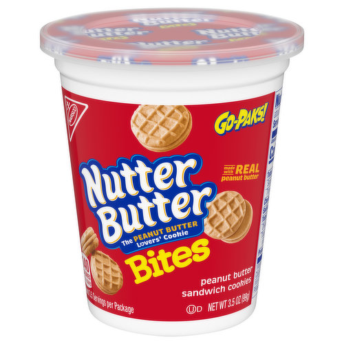 Made with real peanut butter. 140 calories per 10 cookies. About 3.5 servings per package. The peanut butter lover's cookie. snackworks.com. SmartLabel. Visit us at: snackworks.com. Call us at: 1-800-622-4726.