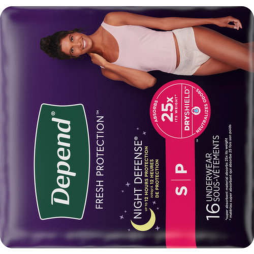 Depend Night Defense Incontinence Overnight Underwear for Women L