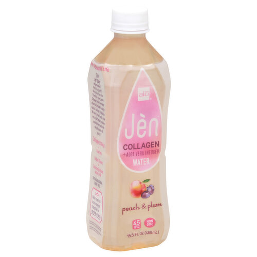 Alo Jen Water, Peach & Plum, Collagen + Aloe Vera Infused