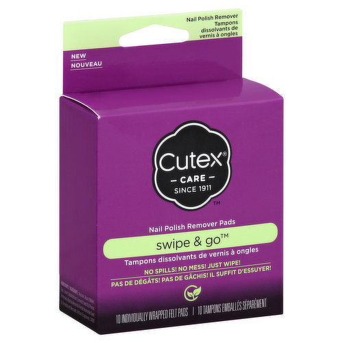 Cutex Care Nail Polish Remover Pads, Swipe & Go