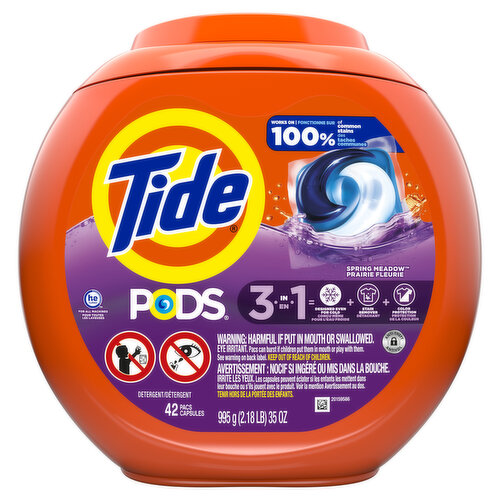 Tide PODS Laundry Detergent Soap Pacs 42 Count, Spring Meadow Scent