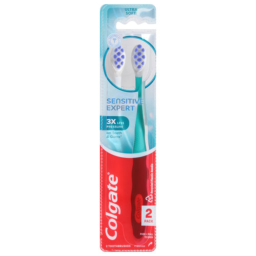 Colgate Toothbrushes, Sensitive Expert, 2 Pack