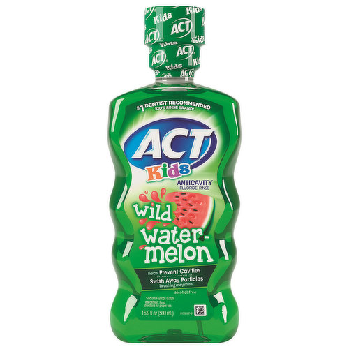 Act Kids Flouride Rinse, Alcohol Free, Anticavity, Wild Watermelon