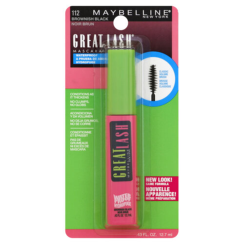 Maybelline Great Lash Mascara, Waterproof, Brownish Black 112