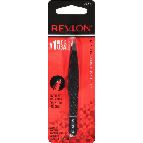 No.1 in the USA. Accurate tweezing. Perfectly aligned slant tips for accurate tweezing, Perfect tension for superior control. revlon.com. Try Revlon gold series titanium coated. Made in China.