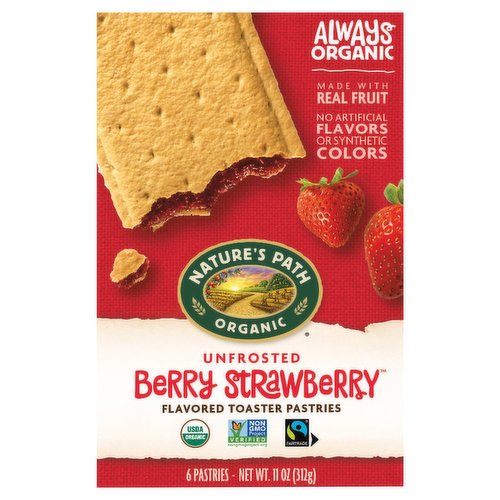 Nature's Path Organic Toaster Pastries, Berry Strawberry, Unfrosted