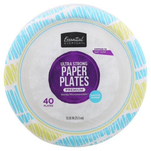 Essential Everyday Paper Plates, Ultra Strong, Premium, 10.06 Inch