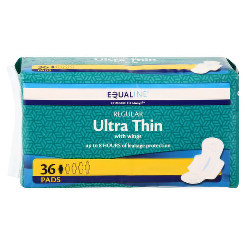 Ultra thin pads with wings upto 8 hours of leakage protection. Compare to always (This product is not manufactured or distributed by The Proctor & Gamble Company, owner of the registered trademark Always). Up to 8 hours of leakage protection. Soft, smooth topsheet. Comfort-dry feeling. Active-flex design adapts to your curves. Pads are made from: Topsheet: laminated nonwoven made of polyethylene and polypropylene. Absorbent core: cellulose fibers with sodium polyacrylate. Bottom layer: polyethylene film. Product includes a siliconized release paper and polyolefin adhesives in the seams and joints. Like it or let us make it right. That's our quality promise. Product of China