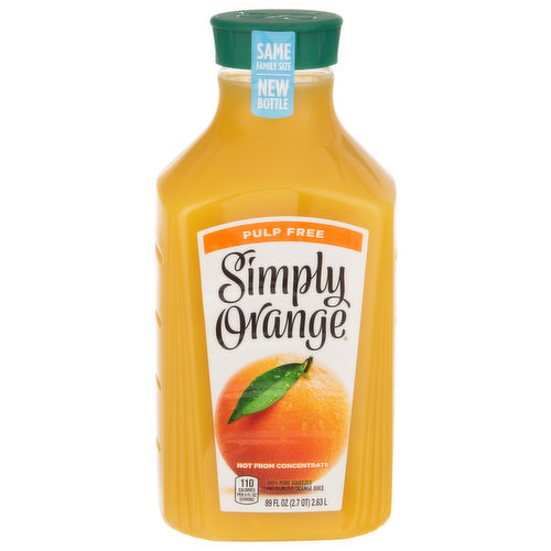 Simply 100% Juice, Orange, Pulp Free