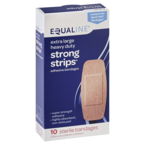 Equaline Bandages, Adhesive, Strong Strips, Extra Large Heavy Duty