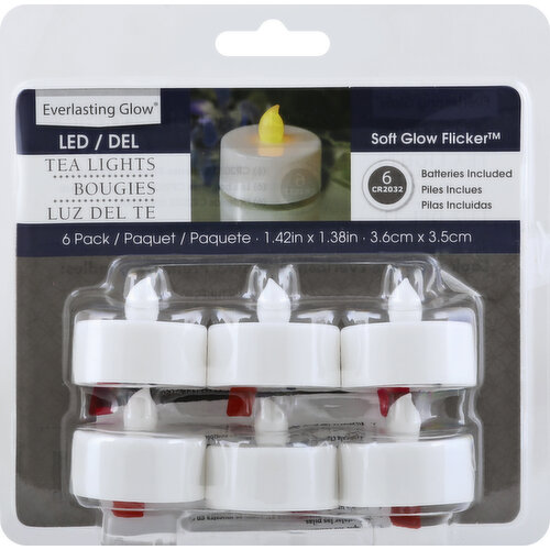 EVERLASTING GLOW Tea Lights, LED, 6 Pack