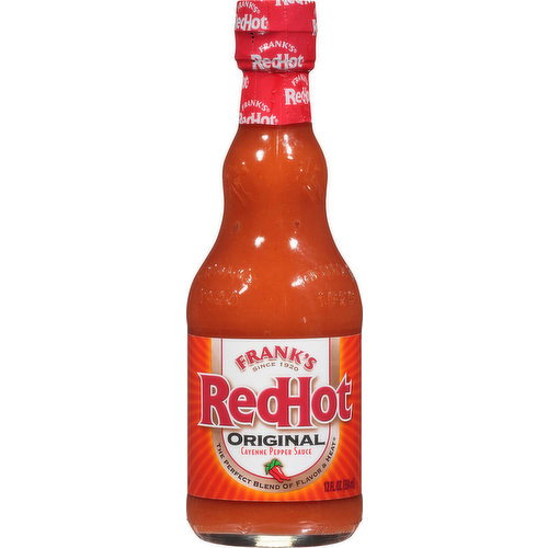 Since 1920. The perfect blend of flavor & heat. Frank's RedHot Original, made with a premium blend of Aged Cayenne Peppers, has been adding flavor to your favorite foods for over 90 years. The great taste of Frank's RedHot made it the secret ingredient used in the original Buffalo wings created in Buffalo, NY in 1964. I put that on everything. www.franksredhot.com. Questions? Comments? Call toll-free 1-800-841-1256. www.franksredhot.com.