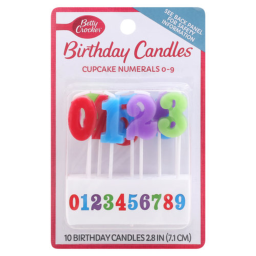 Betty Crocker Birthday Candles, Cupcake Numeral 0-9, 2.8 Inch