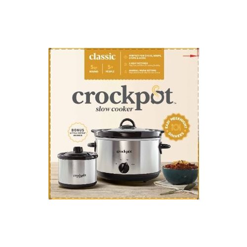 Crock Pot Slow Cooker with Dip Cooker, 5qt