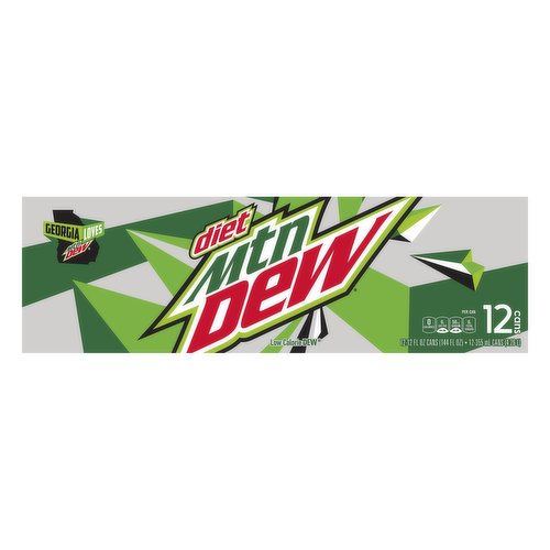 Per Can: 0 calories; 0 g sat fat (0% DV); 50 mg sodium (2% DV); 0 g total sugars. Low calorie Dew. Caffeine Content: 54 mg/12 fl oz. Georgia loves Mtn Dew. mountaindew.com. Please recycle.