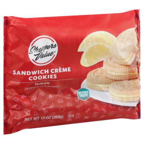 Shoppers Value Sandwich Creme Cookies, Lemon