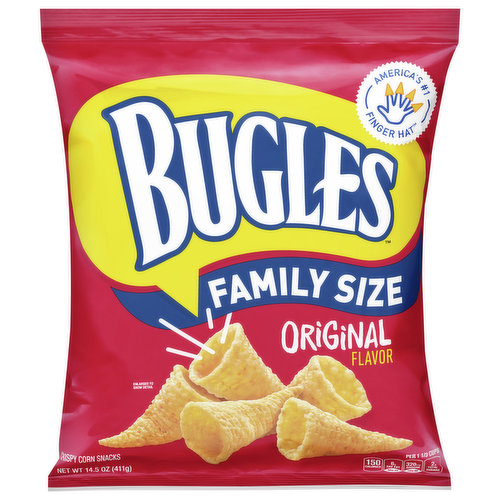 Bugles Corn Snacks, Original Flavor, Crispy, Family Size