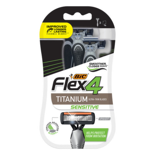 BiC Flex 4 Razors, Sensitive, Titanium