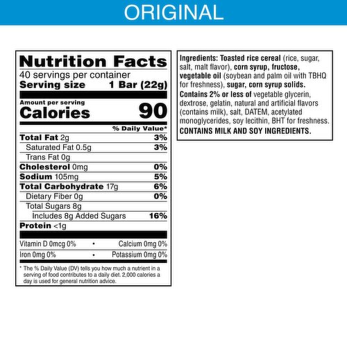 Rice Krispies Treats Crispy Marshmallow Squares, Original, Single Serve