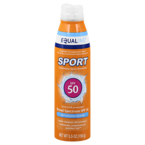 Equaline Sport Suncreen, Continuous Spray, SPF 50