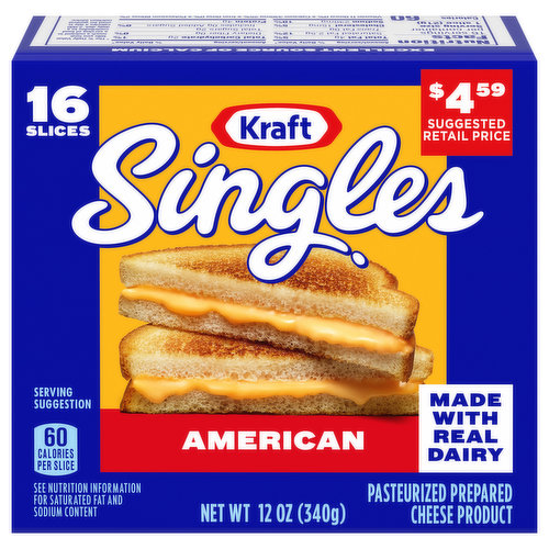 Kraft Singles Cheese Product, American, Slices