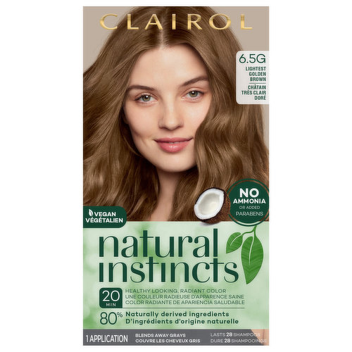 Natural Instincts Hair Color, Vegan, Lightest Golden Brown 6.5G