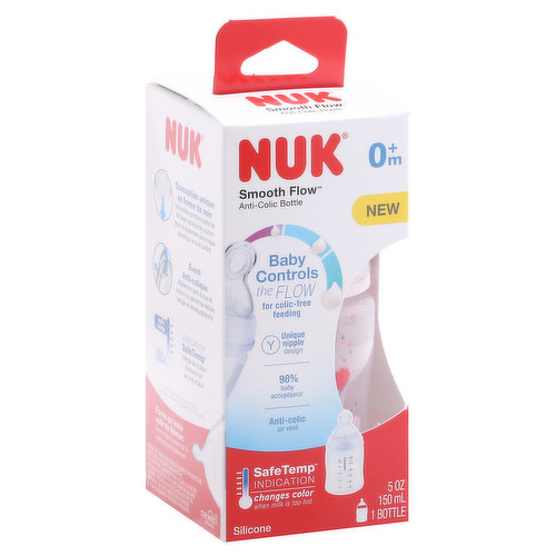 NUK Smooth Flow Bottles, Anti-Colic, 5 Ounce, 0+ Months