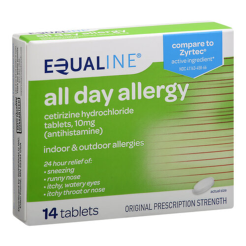 EQUALINE All Day Allergy Relief, Indoor/Outdoor, 10 mg, Tablets